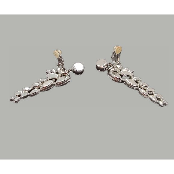 Kirks Folly Rhinestone Clip-On Earrings Silver Tone, Vintage - Picture 8 of 10